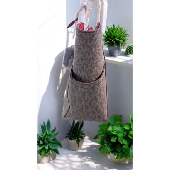 MICHAEL KORS LARGE X CHAIN LOGO SHOULDER BAG DARK CHERRY COLOR (NWT) - Picture 8 of 10